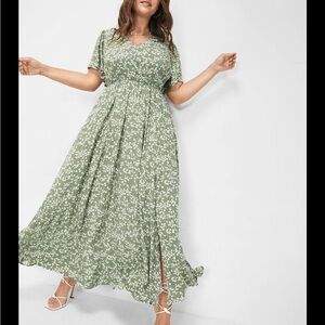 NWT Bloomchic Floral Green Maxi Dress